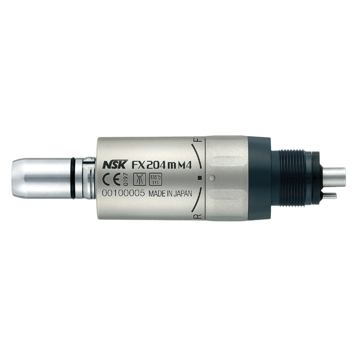 NSK FX204 M4 4-Hole Air Motor, Non-Optic, Low Speed, 25,000 rpm, E-Type Connection, Aluminum