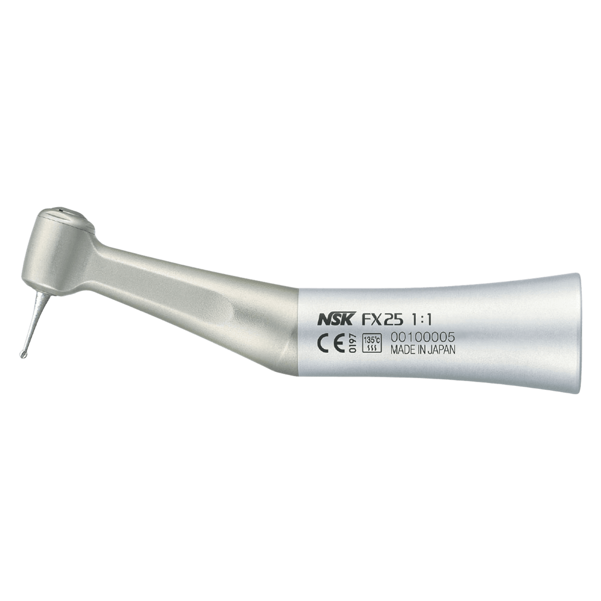 NSK FX Series FX25 Low Speed Air Contra Angle Handpiece, 1:1 Push-Button Autochuck, Non-Optic, 40,000 RPM