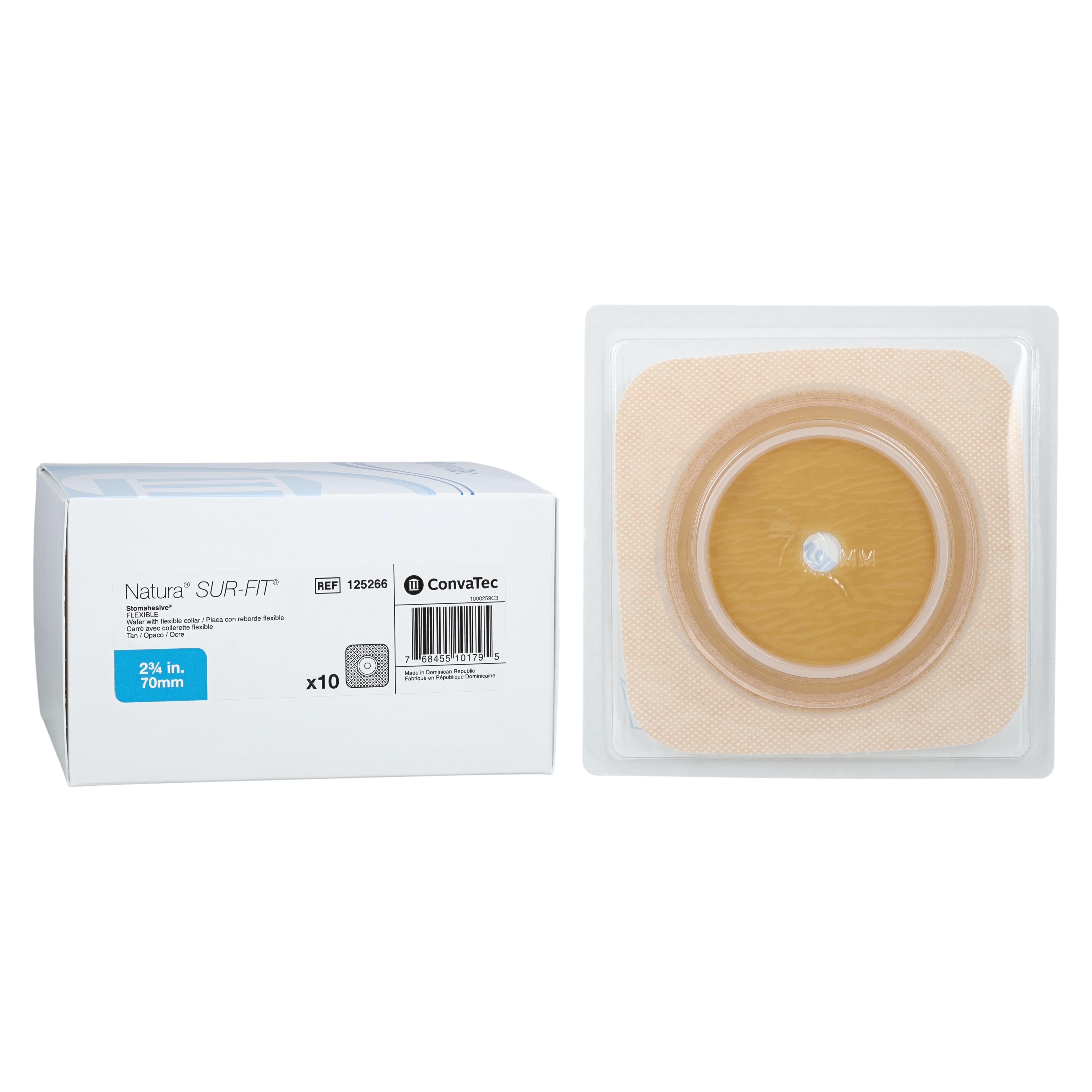 ConvaTec SUR-FIT Natura Stomahesive Skin Barrier Wafer, 2-Piece, 5x5", Tan, Cut-To-Fit, #125266, 10/Box