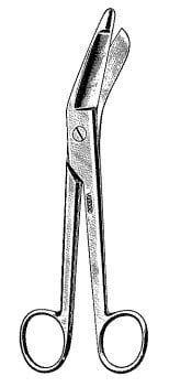 Lister Bandage Scissors, Angled 7-1/4", Stainless Steel, Disposable, 12/Package