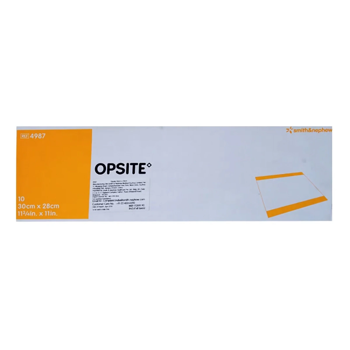 Opsite Transparent Film Dressing, 11" x 11-3/4", Sterile, Adhesive, Polyurethane (Smith & Nephew)