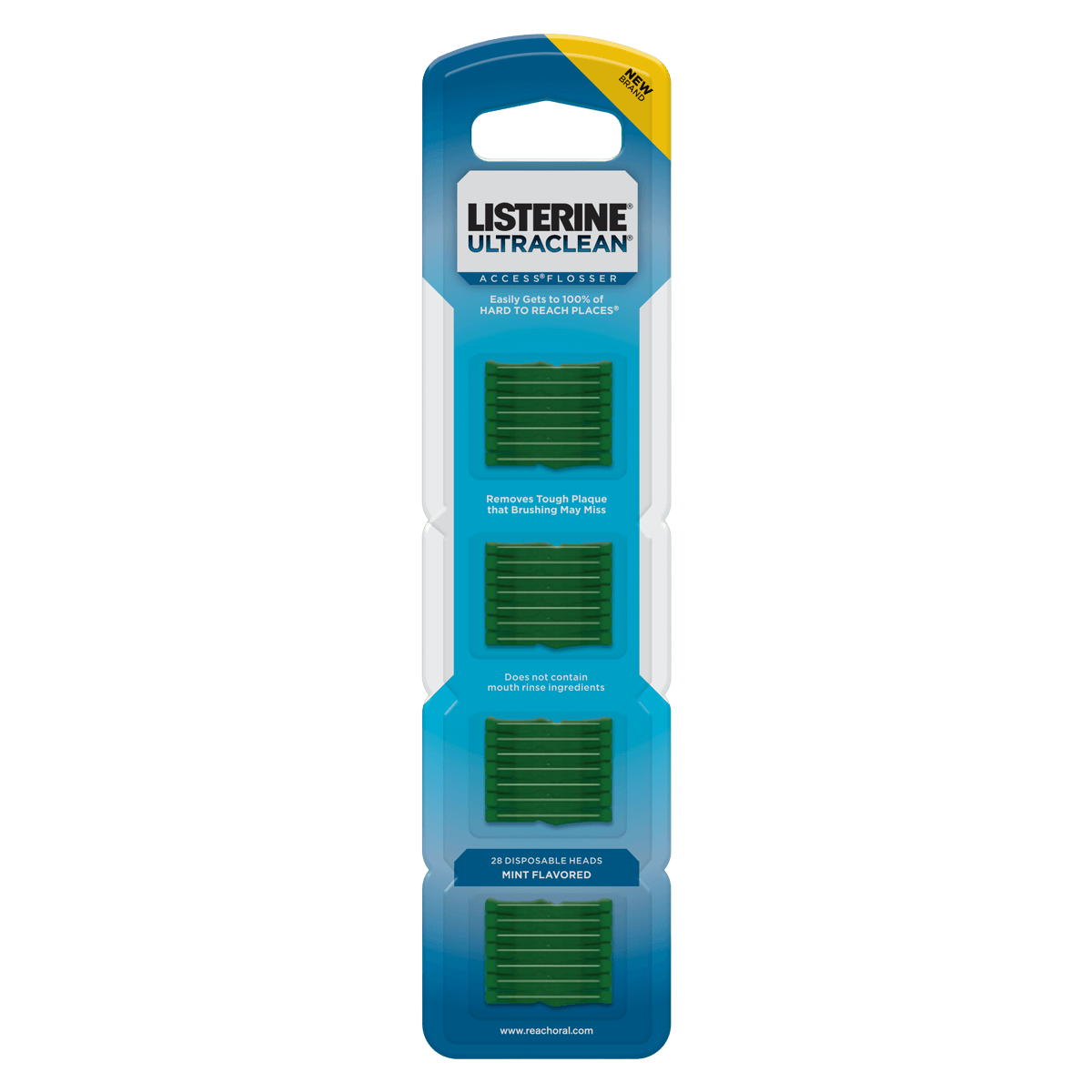 Listerine UltraClean Access Flosser Refill Heads, Mint, 28/Pack