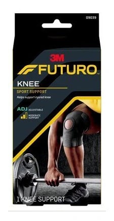 Futuro Sport Support Knee Brace, Adult, One Size, Black, Adjustable