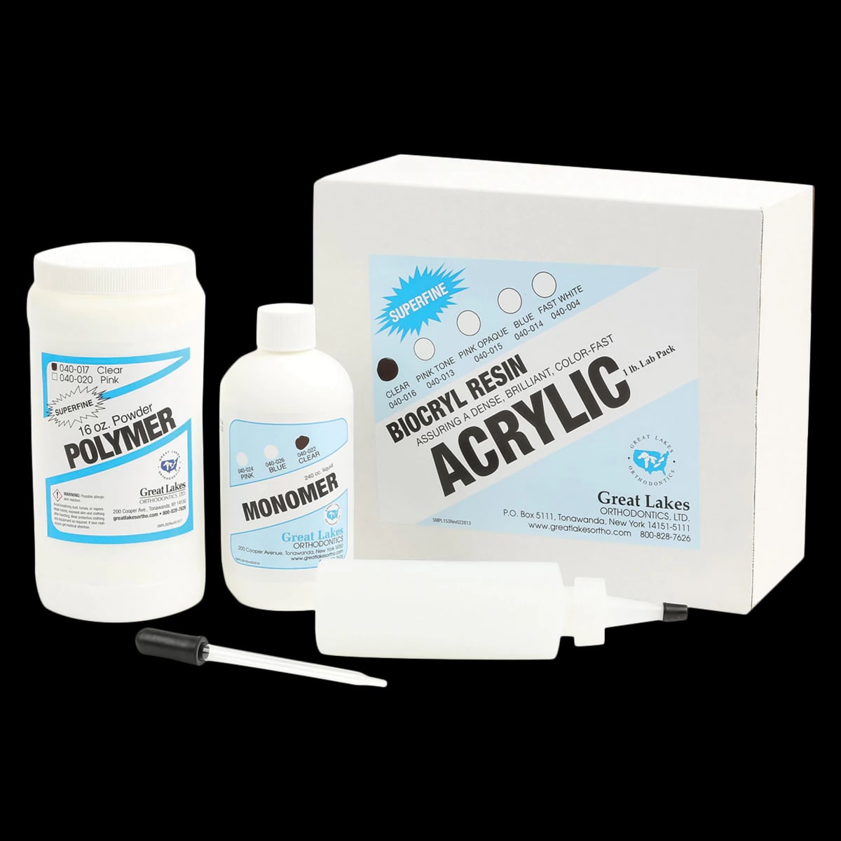 Biocryl Orthodontic Resin Acrylic, Clear, 1 lb Kit