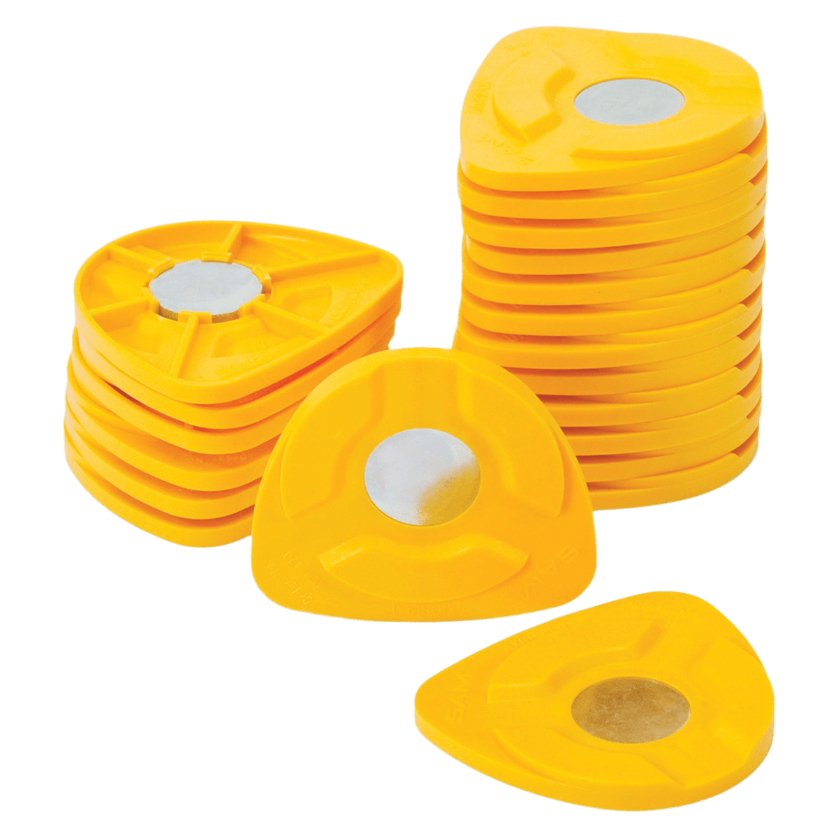 SAM® Axiosplit Oval Magnetic Mounting Plates with Metal Inserts, Yellow, Pack of 20