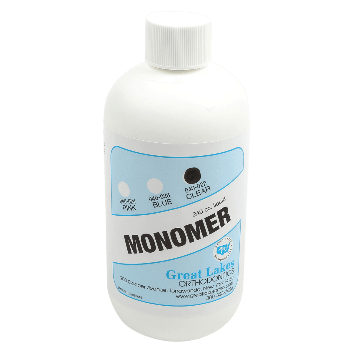 Great Lakes Orthodontic Resin Monomer, Clear, 8 oz Bottle