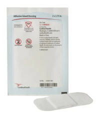 Cardinal Fabric Island Dressing, 2x4", Sterile, Adhesive, Non-Adherent, Latex-Free