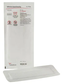 Cardinal Fabric Island Dressing, 4x10", Sterile, Adhesive, Non-Adherent, Latex-Free
