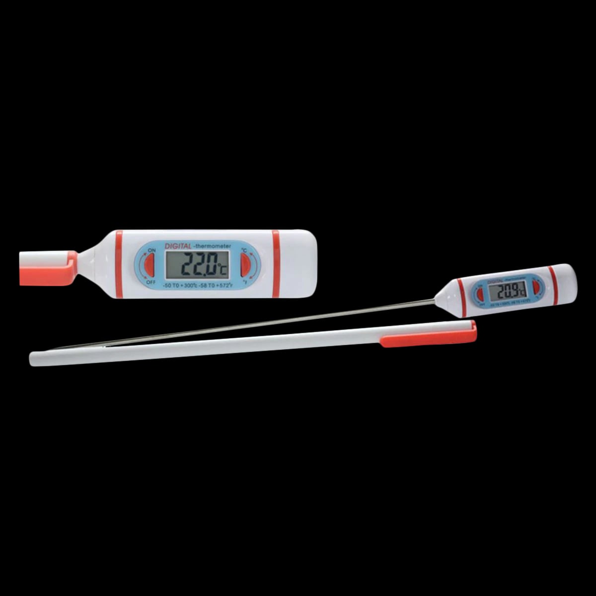 Cardinal Health Long Stem Digital Thermometer, -50 to 300°C, 1/Each