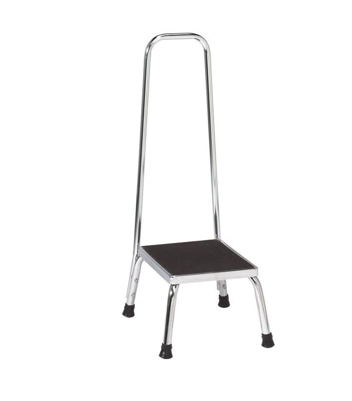 Cardinal Health Chrome 4-Leg Step Stool with Handrail