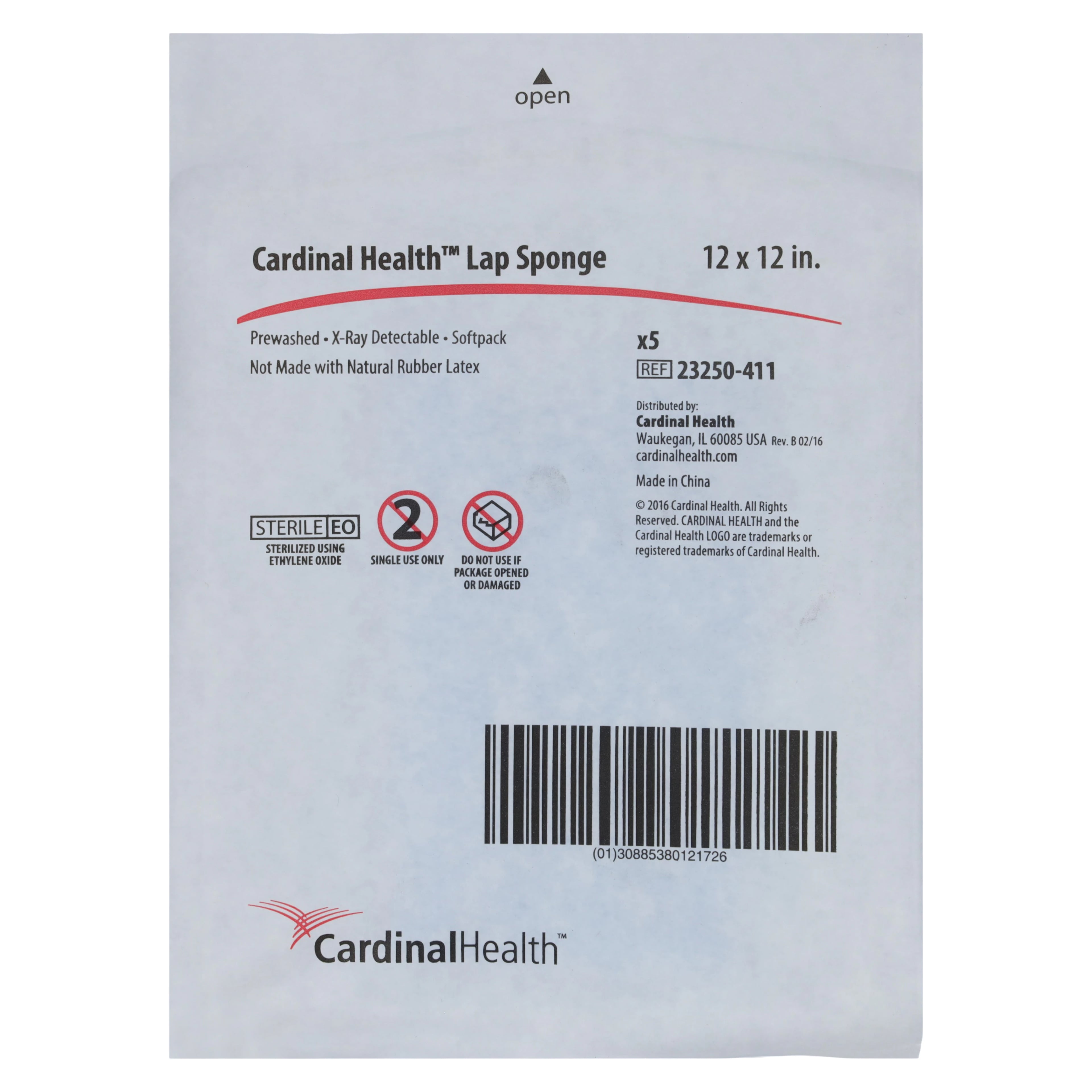 Cardinal Health Pre-Washed Laparotomy Sponge, 12x12", Sterile, Cotton, X-Ray Detectable