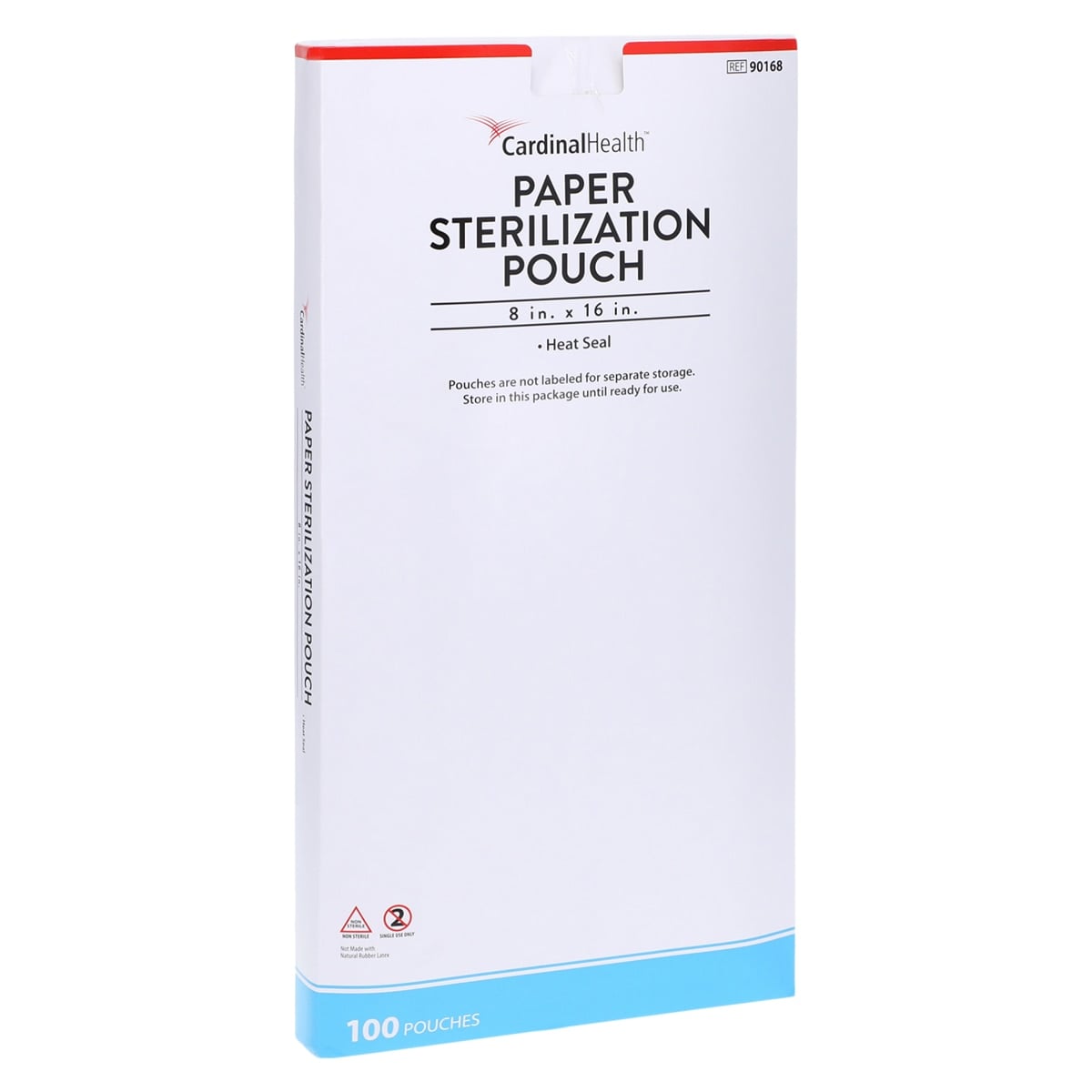Cardinal Health Sterilization Pouch, Heat Seal, 8 in x 16 in, Blue/White, 100/Package