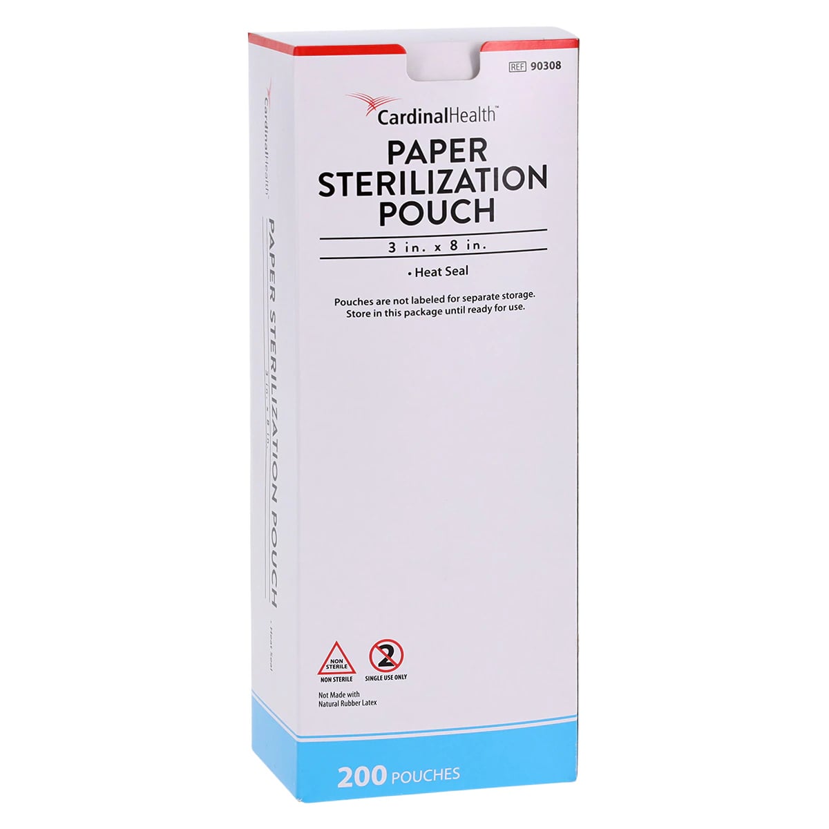 Cardinal Health Sterilization Pouch, Heat Seal, 3 in x 8 in, Blue/White, 200/Pk