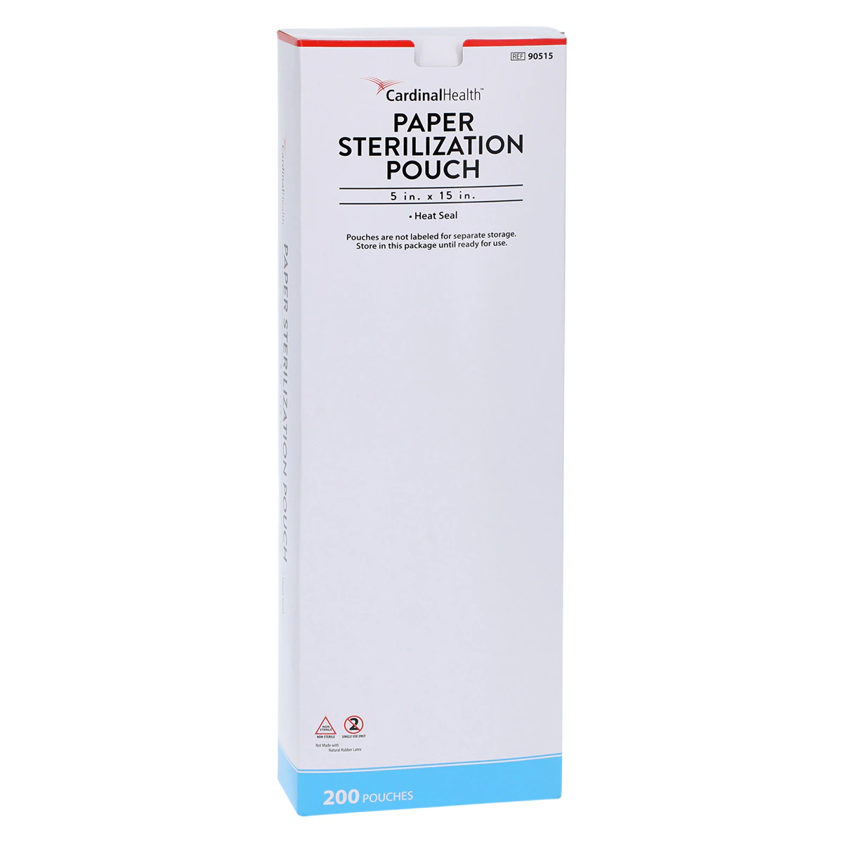 Cardinal Health Sterilization Pouch, Heat Seal, 5 in x 15 in, Blue/White, 200/Pk