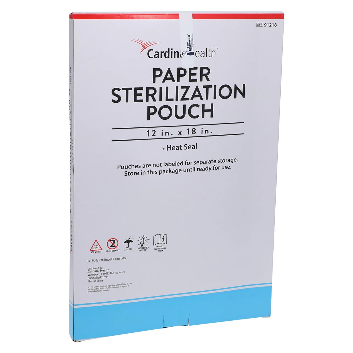 Cardinal Health Sterilization Pouch, Heat Seal, 12 in x 18 in, Blue/White, 100/Pk