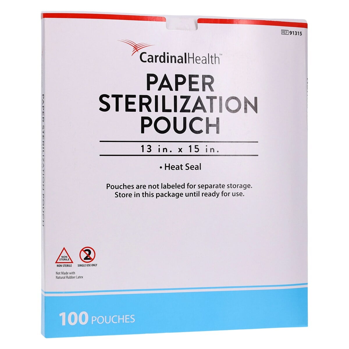 Cardinal Health Sterilization Pouch, Heat Seal, 13 in x 15 in, Blue/White, 100/Pack