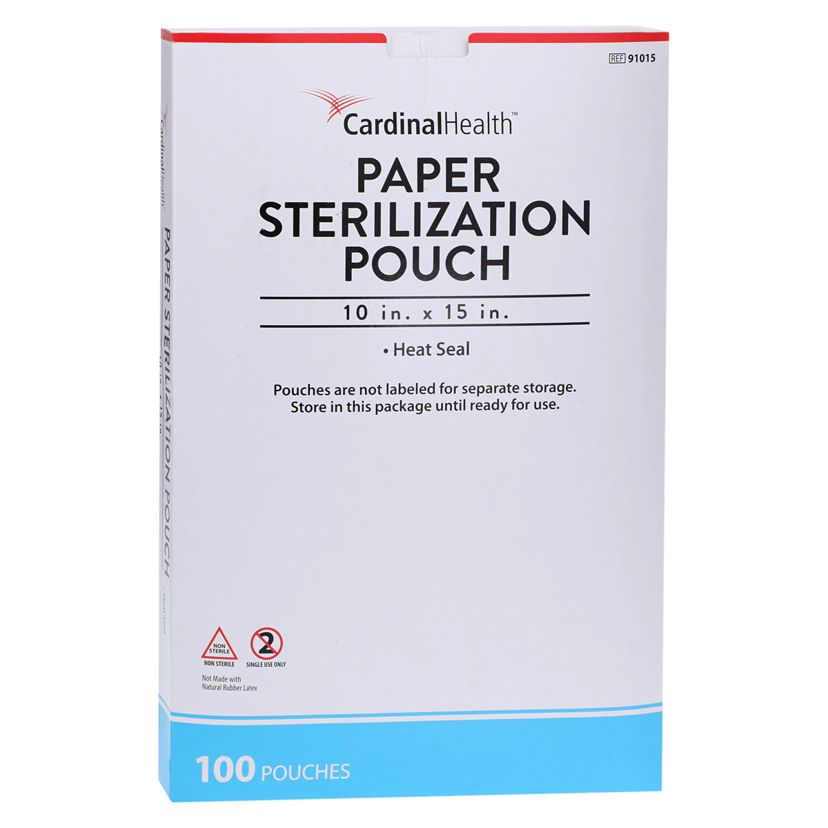 Cardinal Health Sterilization Pouch, Heat Seal, 10 in x 15 in, Blue/White, 100/Pack