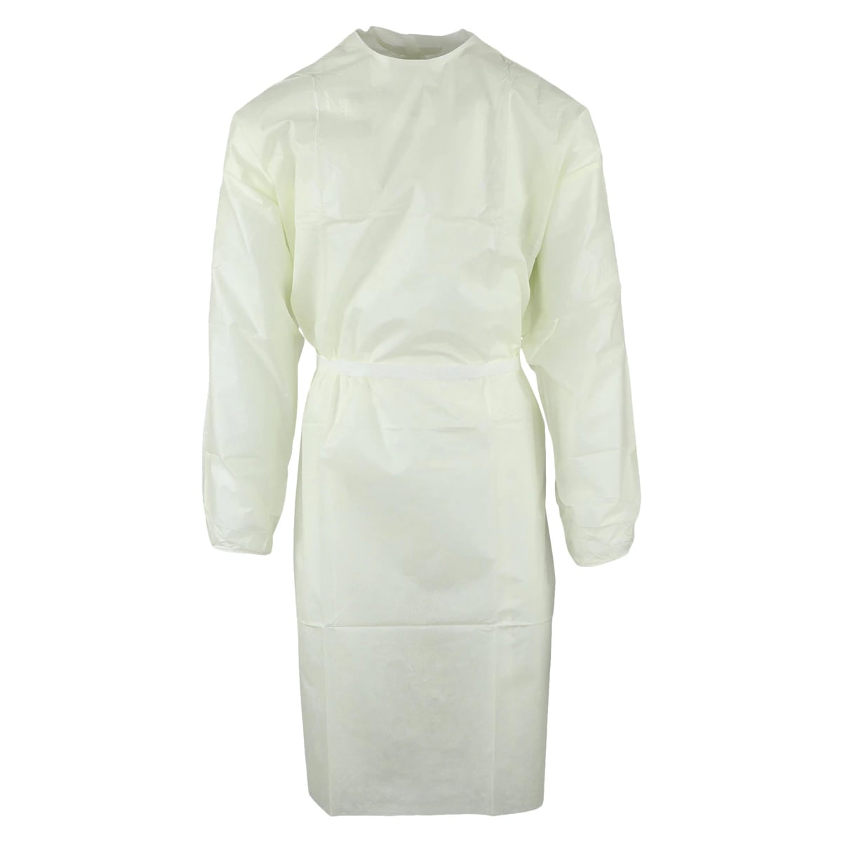 Cardinal Isolation Gown, AAMI Level 2, SMS, Yellow, Universal Adult Size, 10/Package