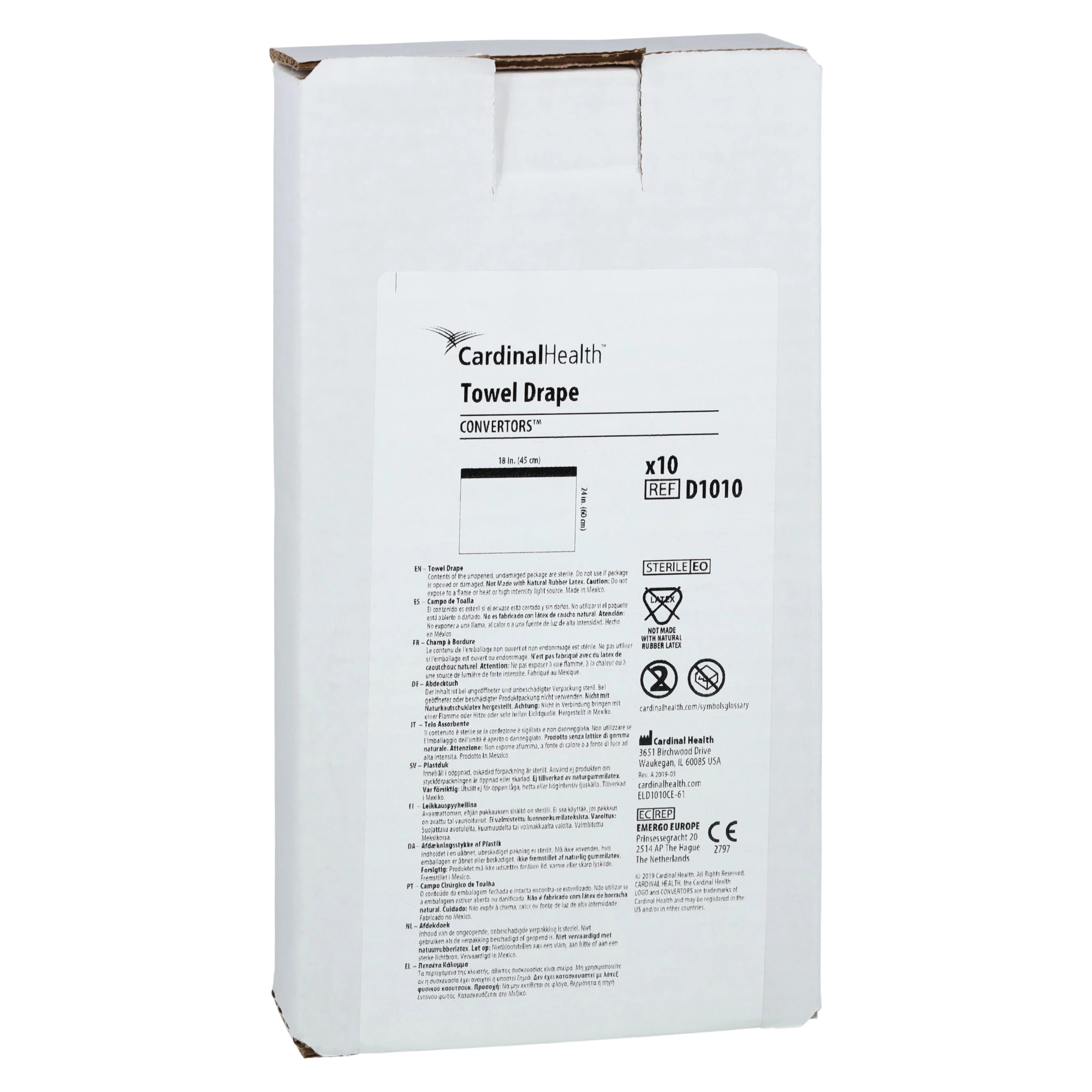 Cardinal Drape Towel Adhesive Sterile, 18x24", Non-Fenestrated