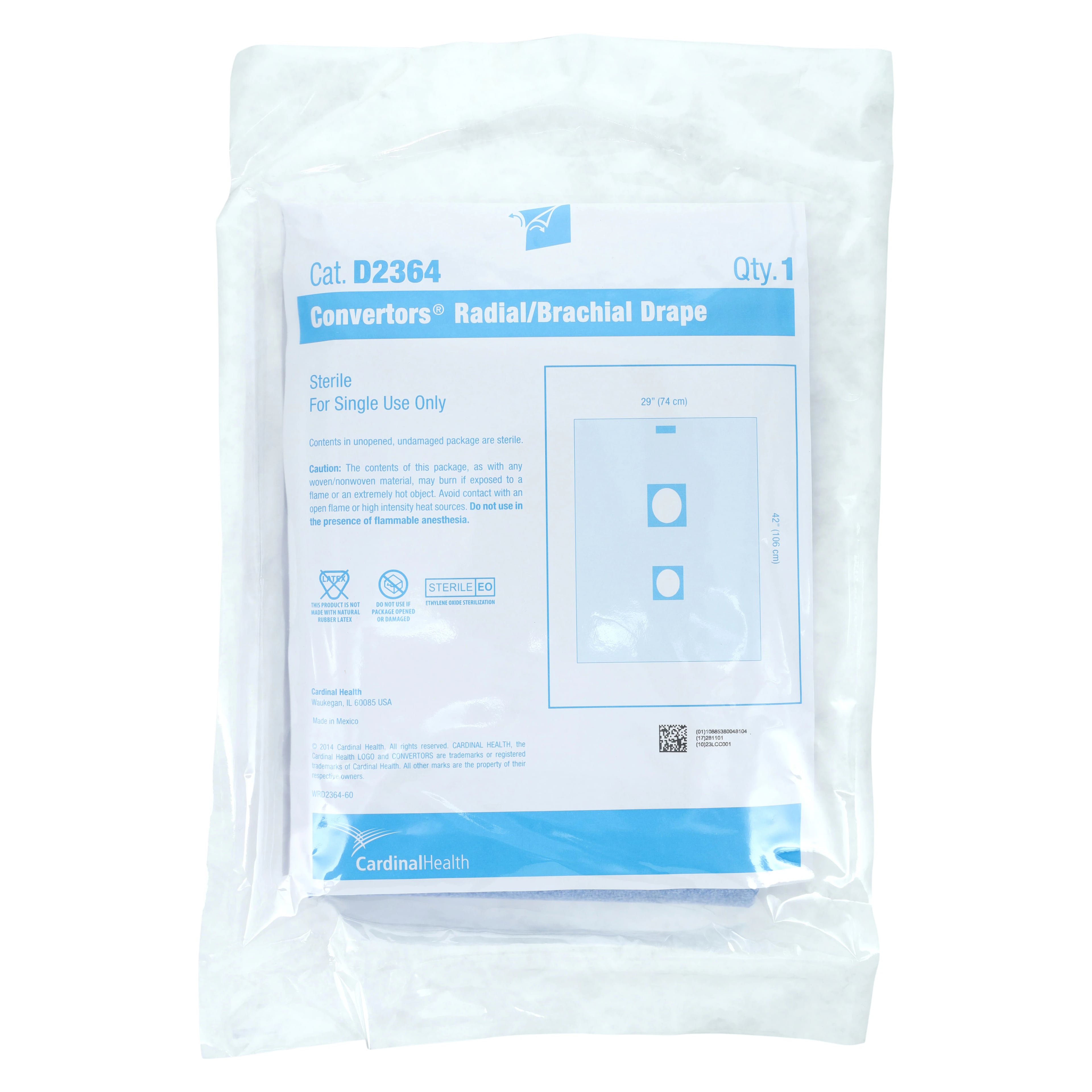 Cardinal Health Sterile Fenestrated Surgical Drape, Radial/Brachial, 29 x 42 in