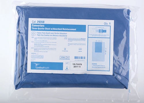 Cardinal Convertors Tiburon Sterile Sheet Drape, Non-Fenestrated, 56x77"