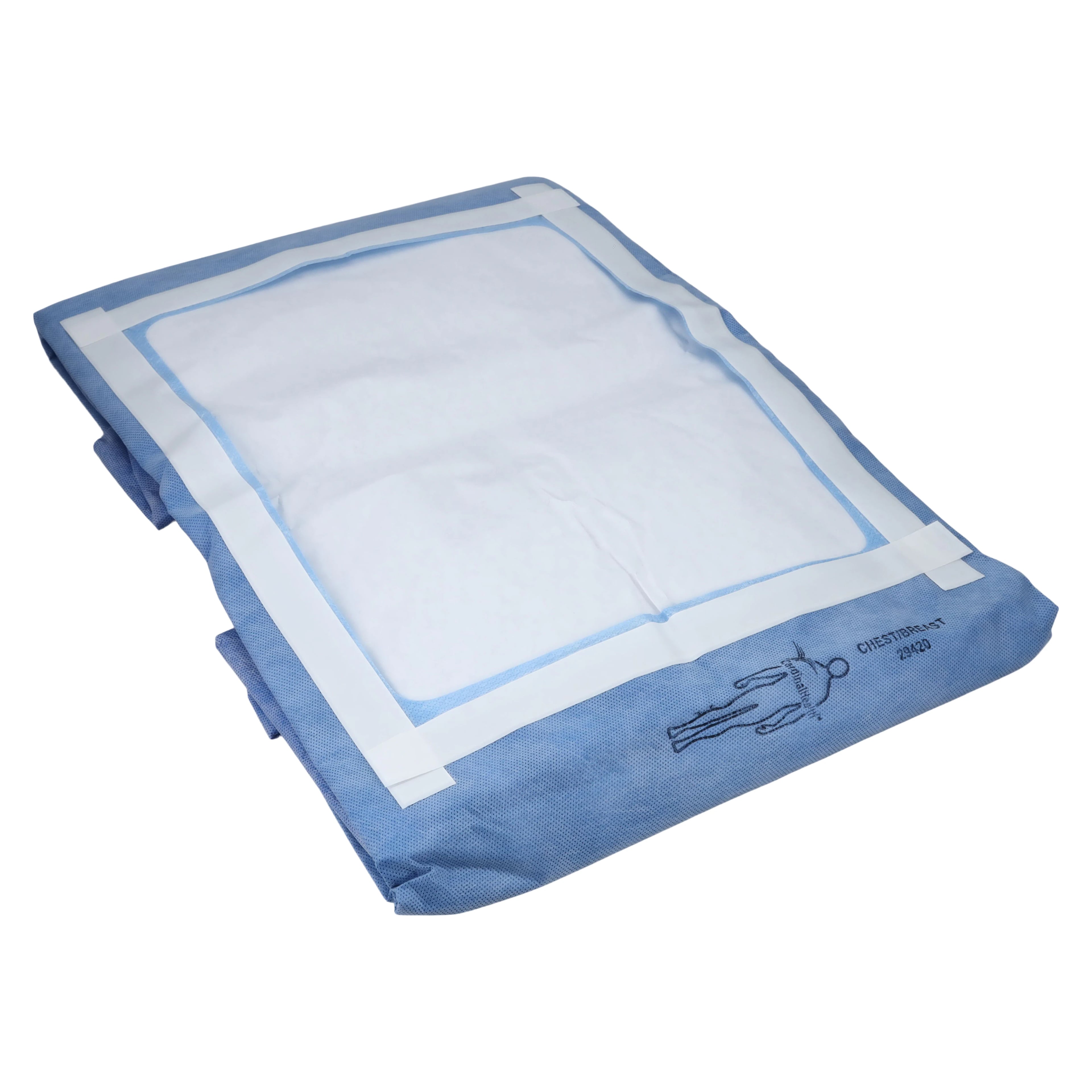 Convertors Tiburon Sterile Sheet Drape, 77x123" with 14x11" Fenestration, Chest/Breast, Sterile