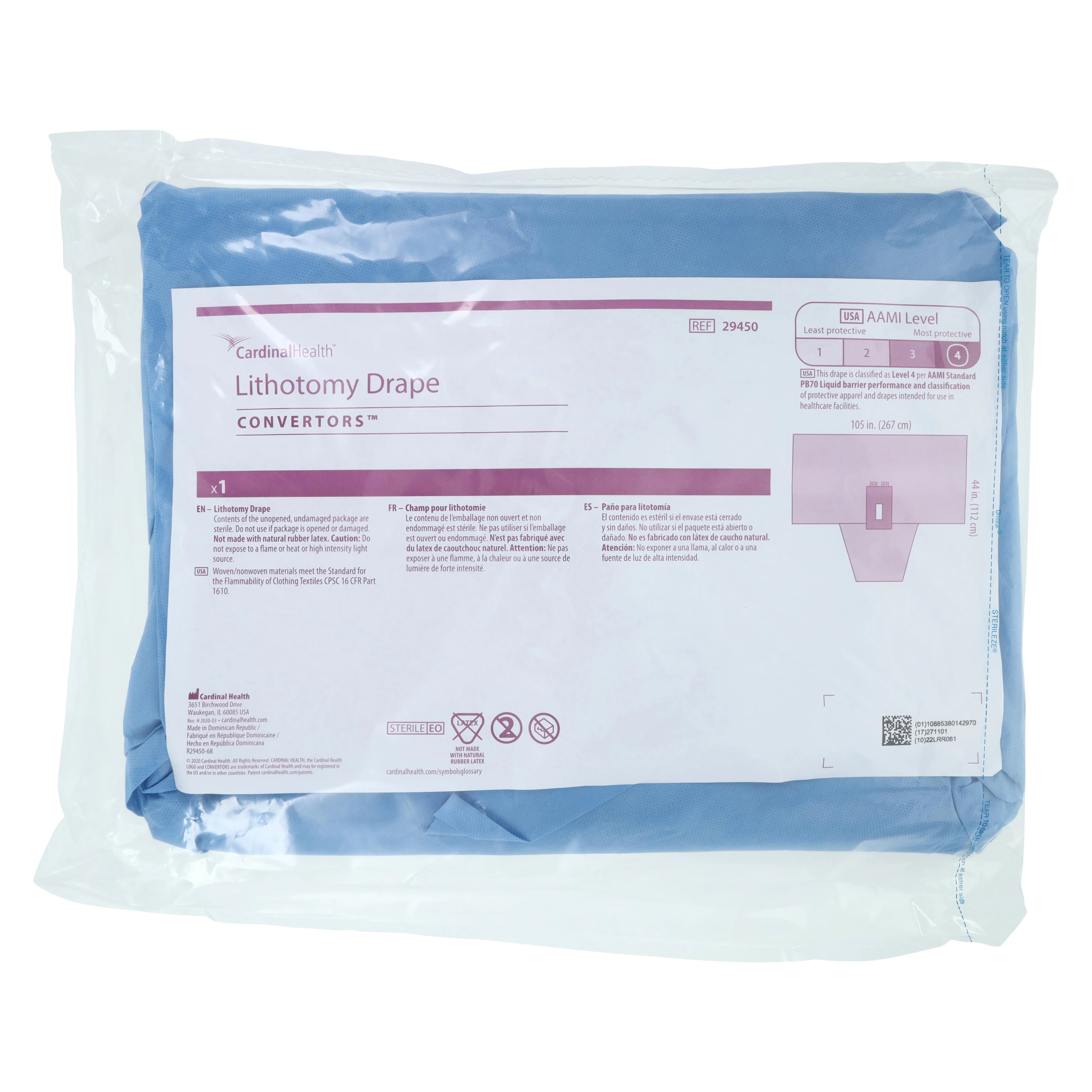 Convertors Tiburon Non-Sterile Sheet Drape, 105" x 35", 2-1/2" x 6-1/2" Fenestration