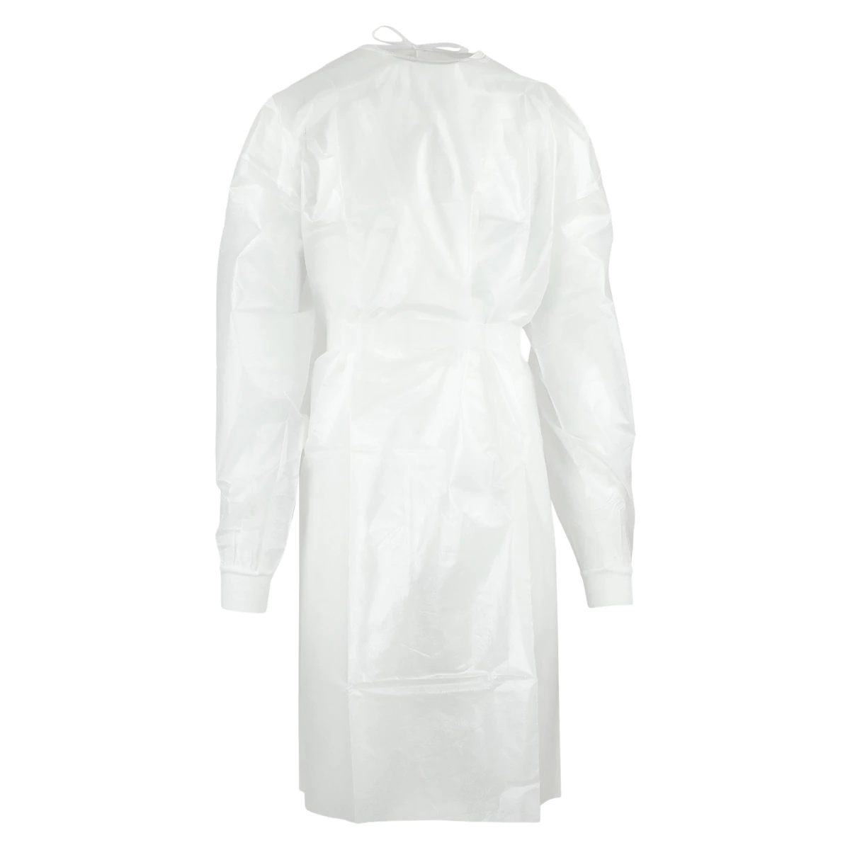 Cardinal Gwn Iso Polycoat Full Back Isolation Gown, Coated Polypropylene, Adult Universal, White, 10/Pk