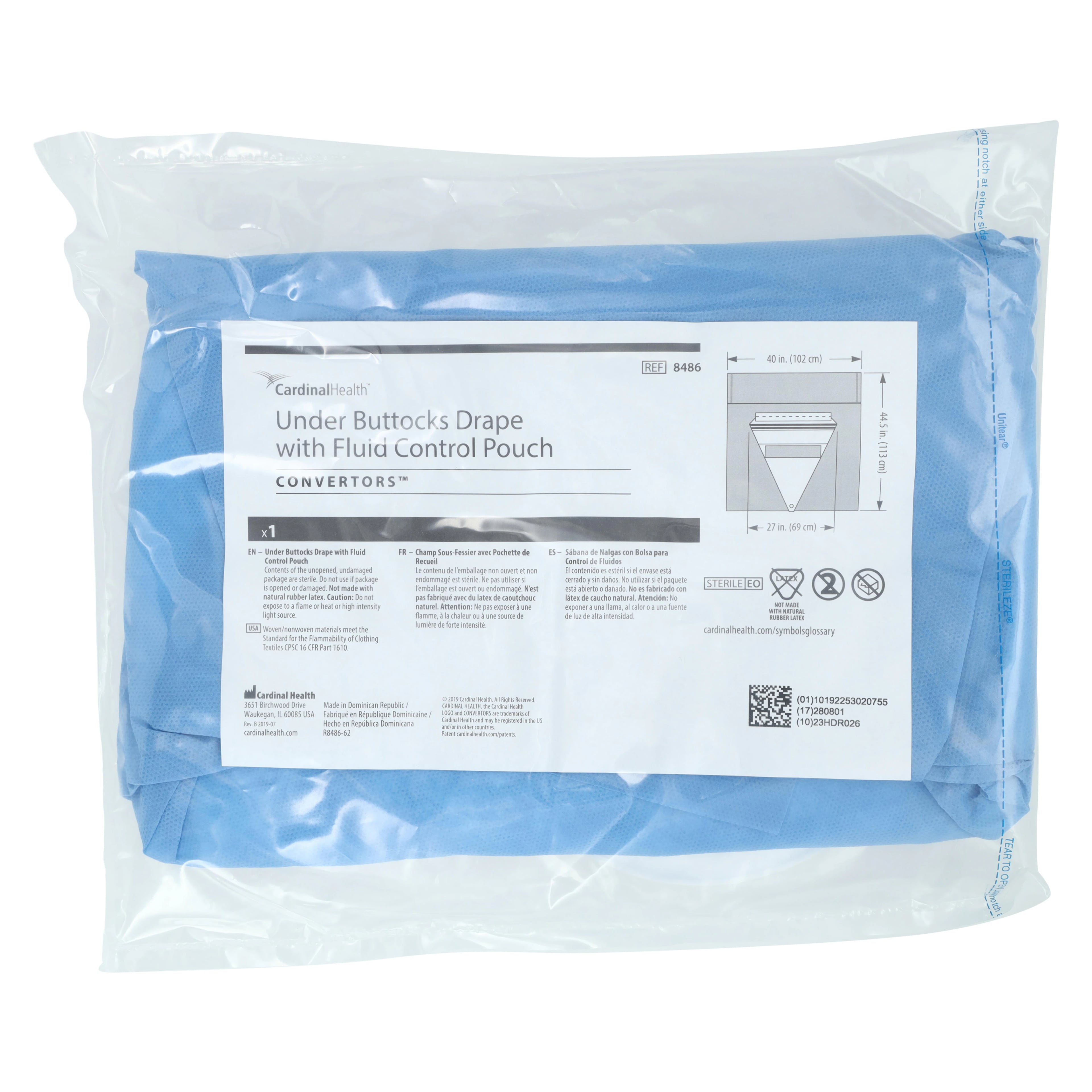 Convertors Under-Buttocks Pouch Sterile Surgical Drape, Fenestrated, 40x44"