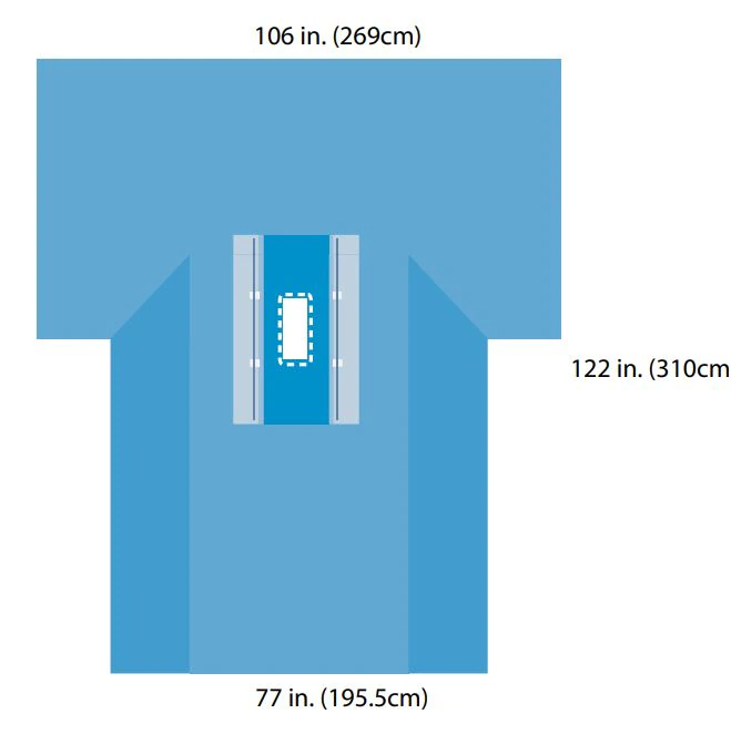 Cardinal Convertors Tiburon Sterile Laparotomy Drape with Pouch, 106x123x77", 4x12" Fenestrated