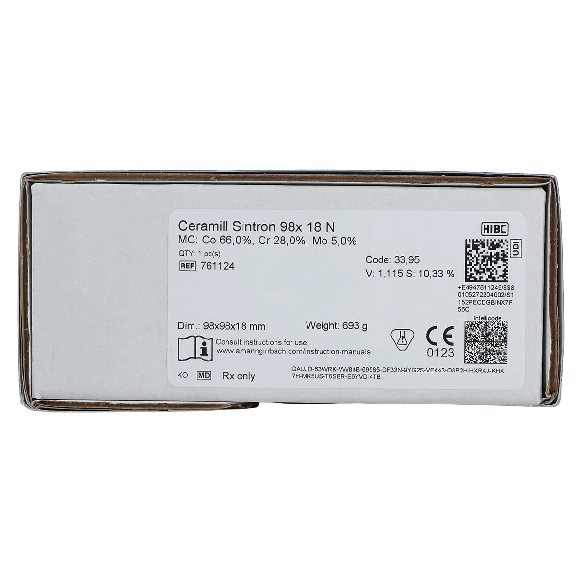 Ceramill Sintron 98x18 Metal Disc, Grey, Each