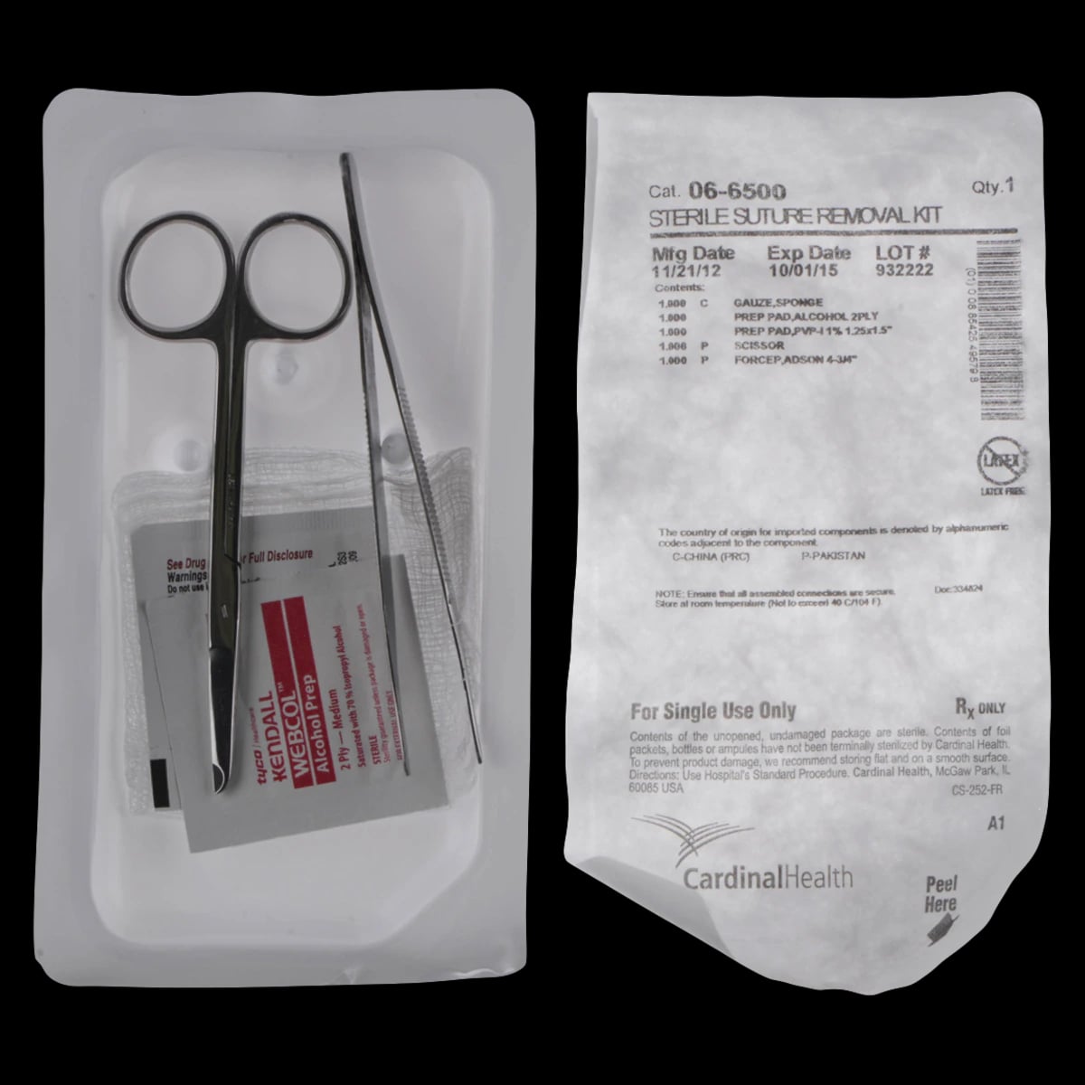 Cardinal Health Suture Removal Kit with Littauer Scissors