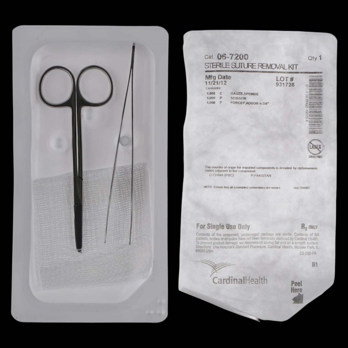 Cardinal Health Suture Removal Kit with Littauer Scissors