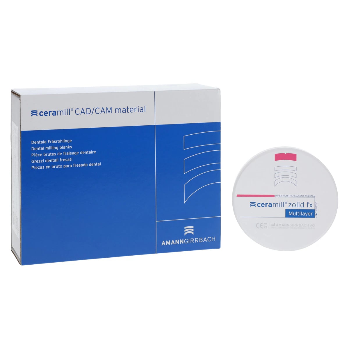 Ceramill Zolid FX Multilayer Stained Disc, 98x14mm, Shade 0/B1, Each