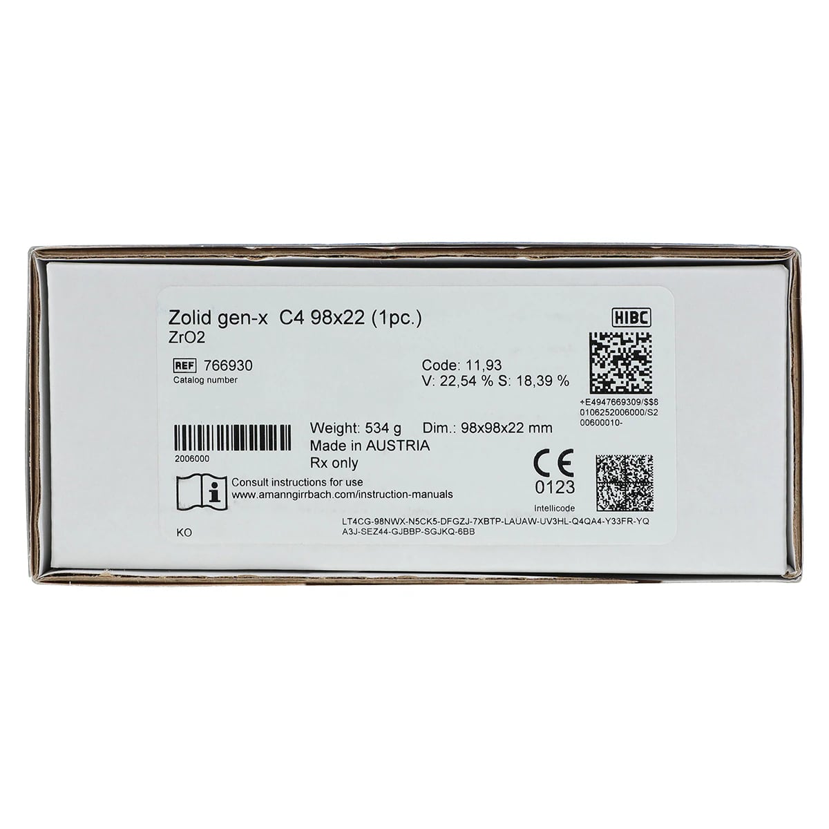 Zolid Gen-X C4 Zirconia Disc, 98x22mm, Each