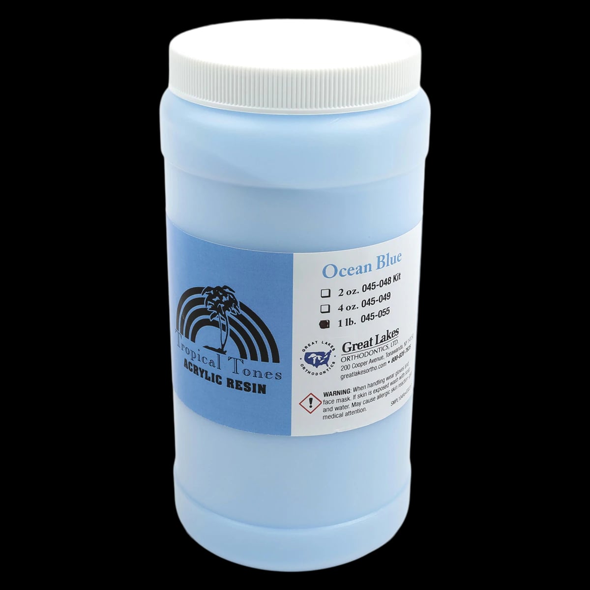 Great Lakes Dental Tech Tropical Tones Orthodontic Resin Acrylic Polymer, Ocean Blue, 1 lb