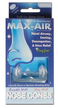 Max-Air Nose Cones Clear, Anti-Snoring Airway Relief, Small, 2/Pk