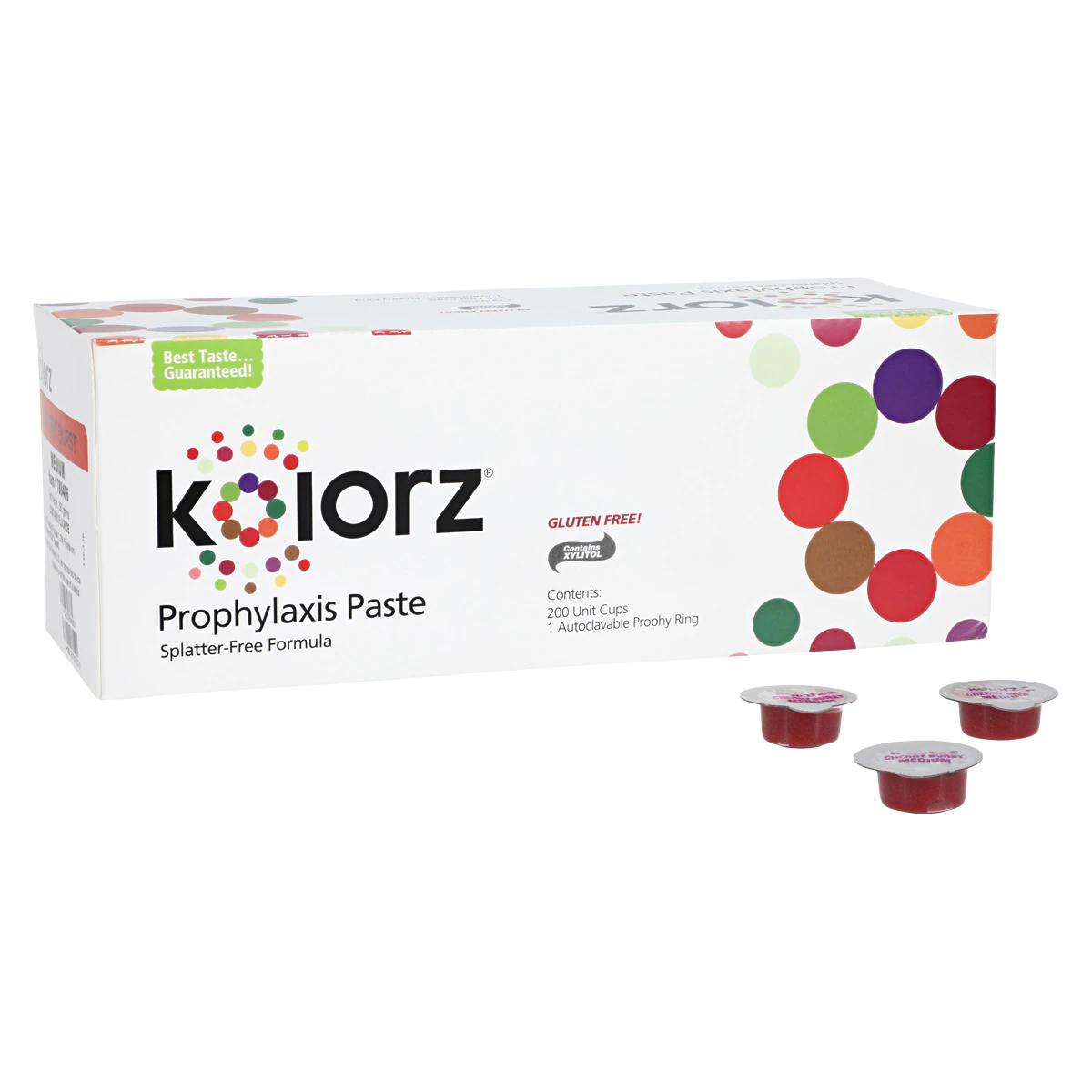 Kolorz Prophy Paste, Cherry Burst, Medium Grit, Unit-Dose Cups, 200/Box, 788406