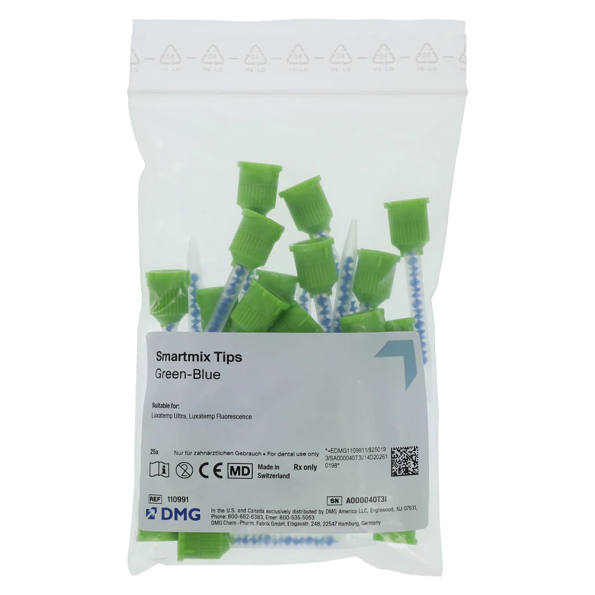 DMG Luxatemp Smartmix Mixing Tips, Blue/Green, 25/Pkg, 110991