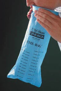 Emesis Vomit Bag, 6-1/2" x 12", Blue, Twist Tie Closure, Polyethylene, Disposable, 24/Pk