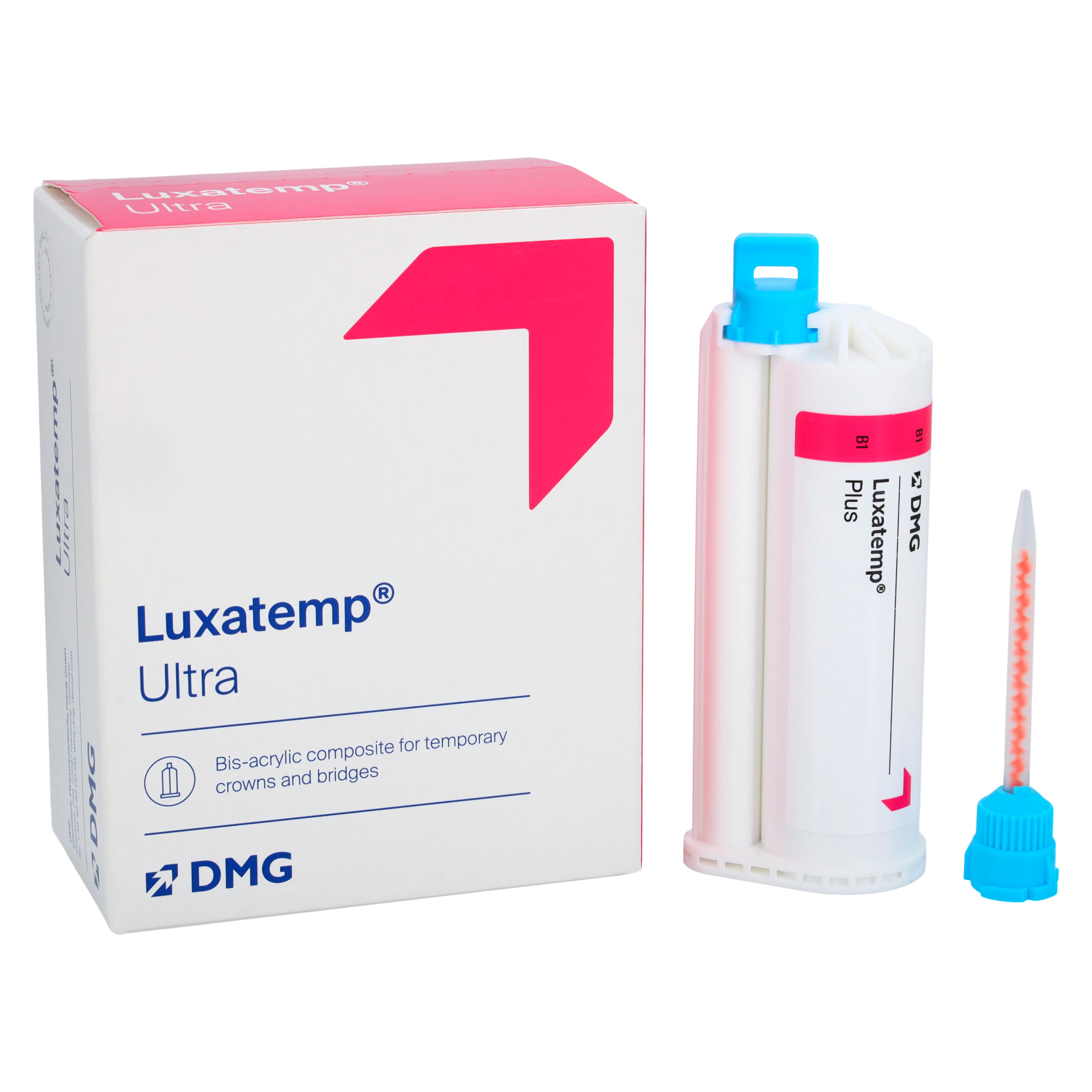 Luxatemp Automix Plus Temporary Crown & Bridge Material, Cartridge Refill, Shade B1, 76 g, 1 Cartridge + 15 Automix Tips, 110404
