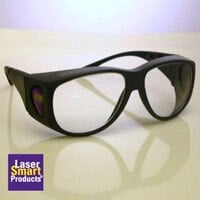 Kentek Laser Safety Glasses, UV/CO2, Clear Lens, Large, Black Frame, Reusable with Case and Cleaning Cloth