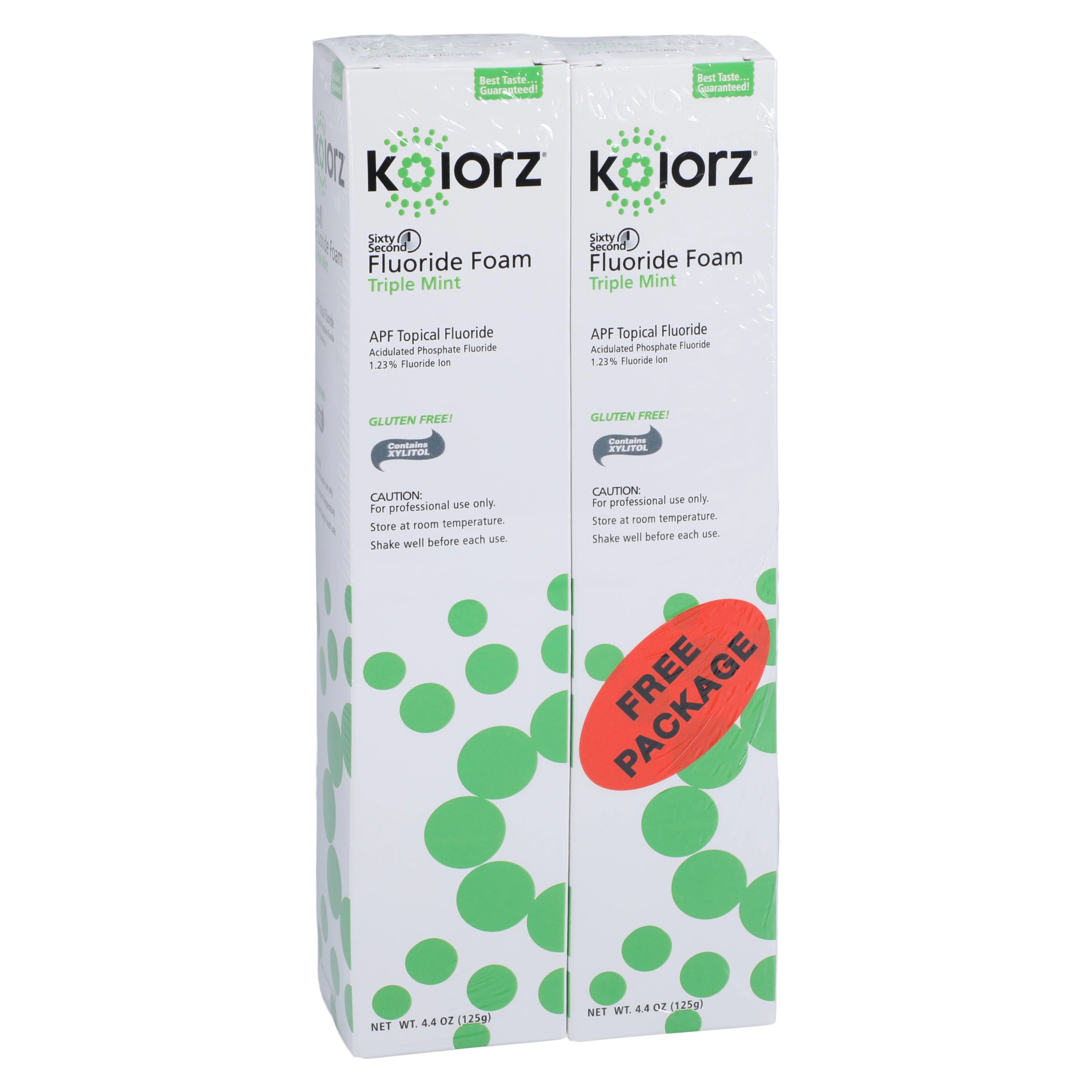 Kolorz Sixty Second Fluoride Foam, 1.23% APF, Triple Mint, 4.4 oz, 2/Pk