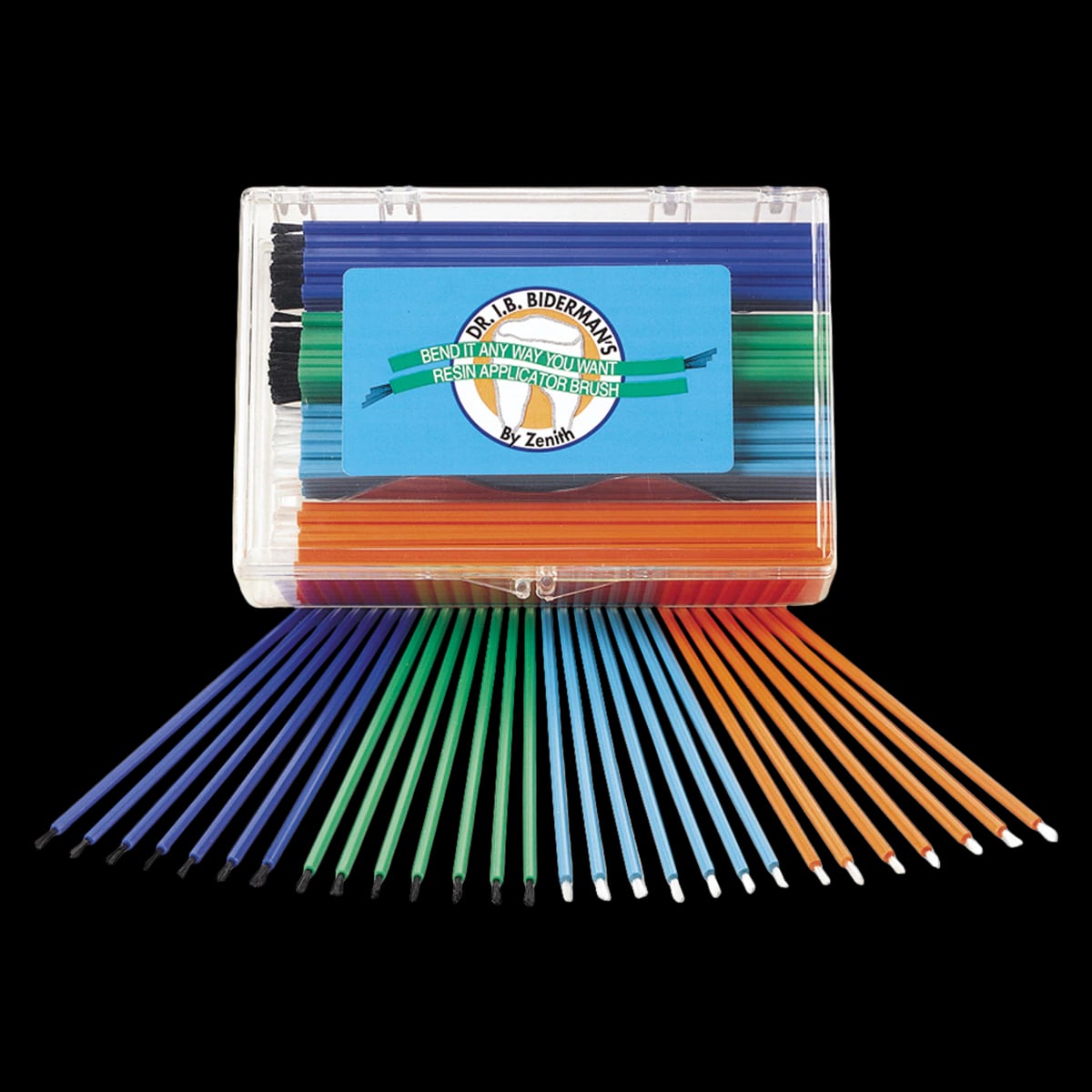 Zenith I.B. Brush Disposable Bendable Applicator Brushes, Fine (Sienna/Teal), 144/Box, #61910