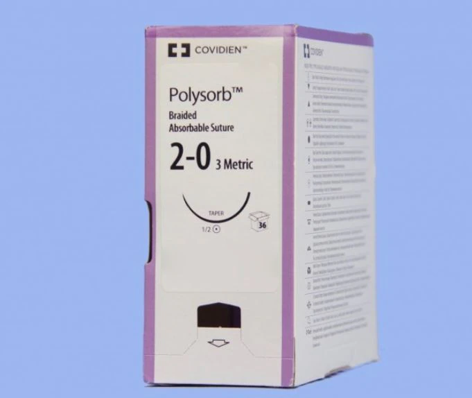 Medtronic Polysorb Absorbable Suture, 2-0, 30", CV-23 Surgalloy Taper Point 1/2 Circle Needle 17mm, Undyed, 36/Case