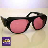Kentek Laser Eyewear for Alexandrite Lasers, Pink Lens, Large, Black Frame, Reusable with Case and Cloth