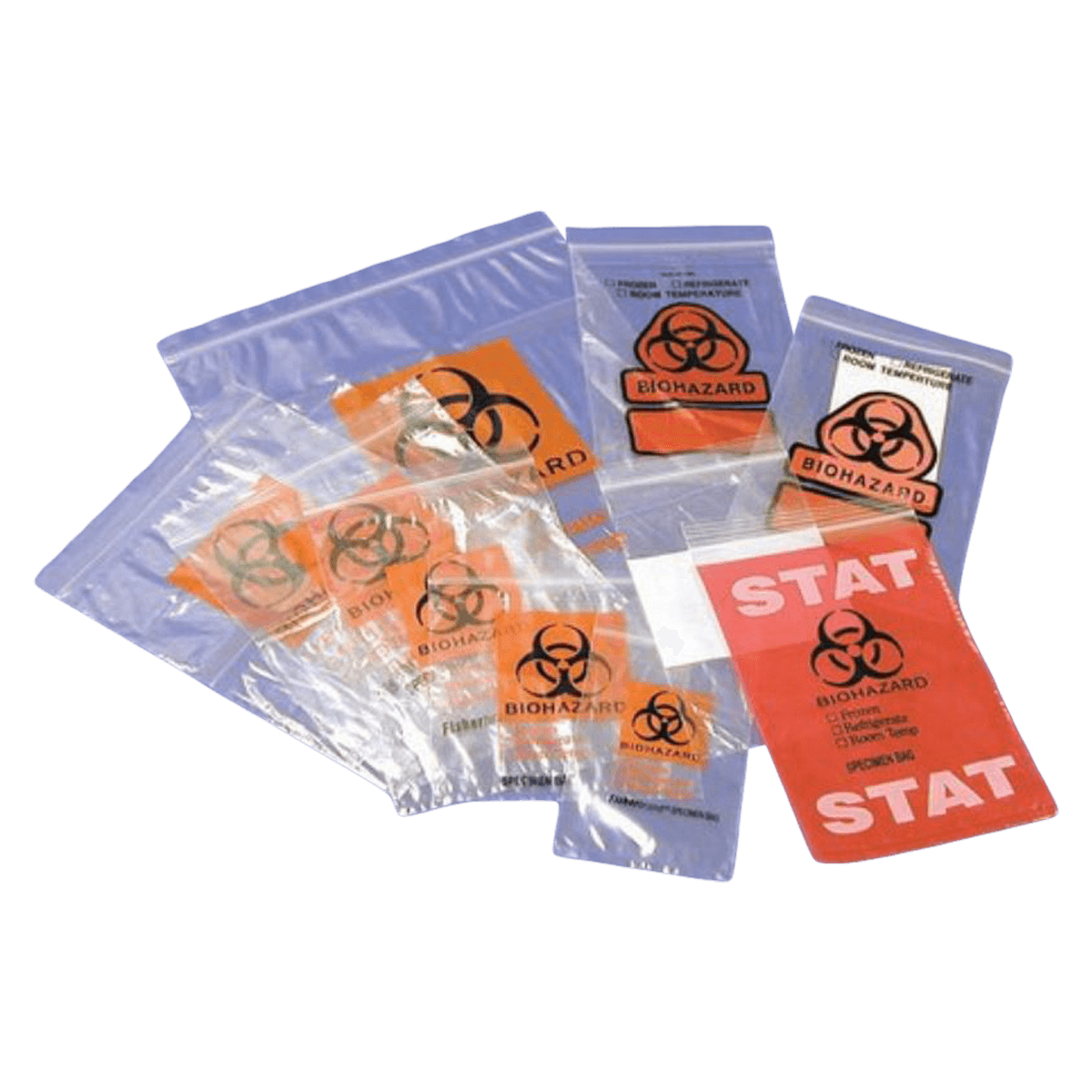 Biohazard Specimen Bag, 8x10", Clear, Zip Closure with Document Compartment, Polyethylene, 1000/Case