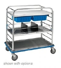 Pedigo Open Case Stainless Steel Cart with Accessories, 26-1/8" W x 39-3/8" D x 42-1/8" H, 5" Casters