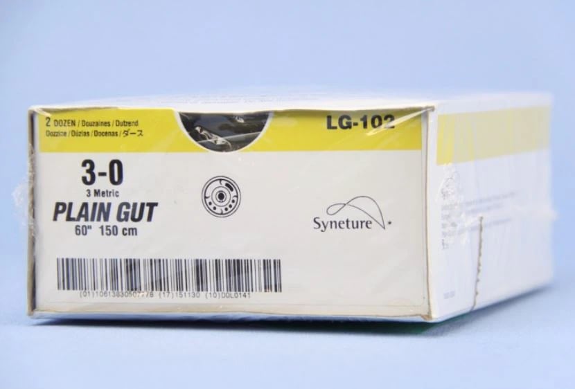 Surgigut Suture Plain Gut Monofilament 3-0, 60", Absorbable, Uncoated, Undyed, 24/Package