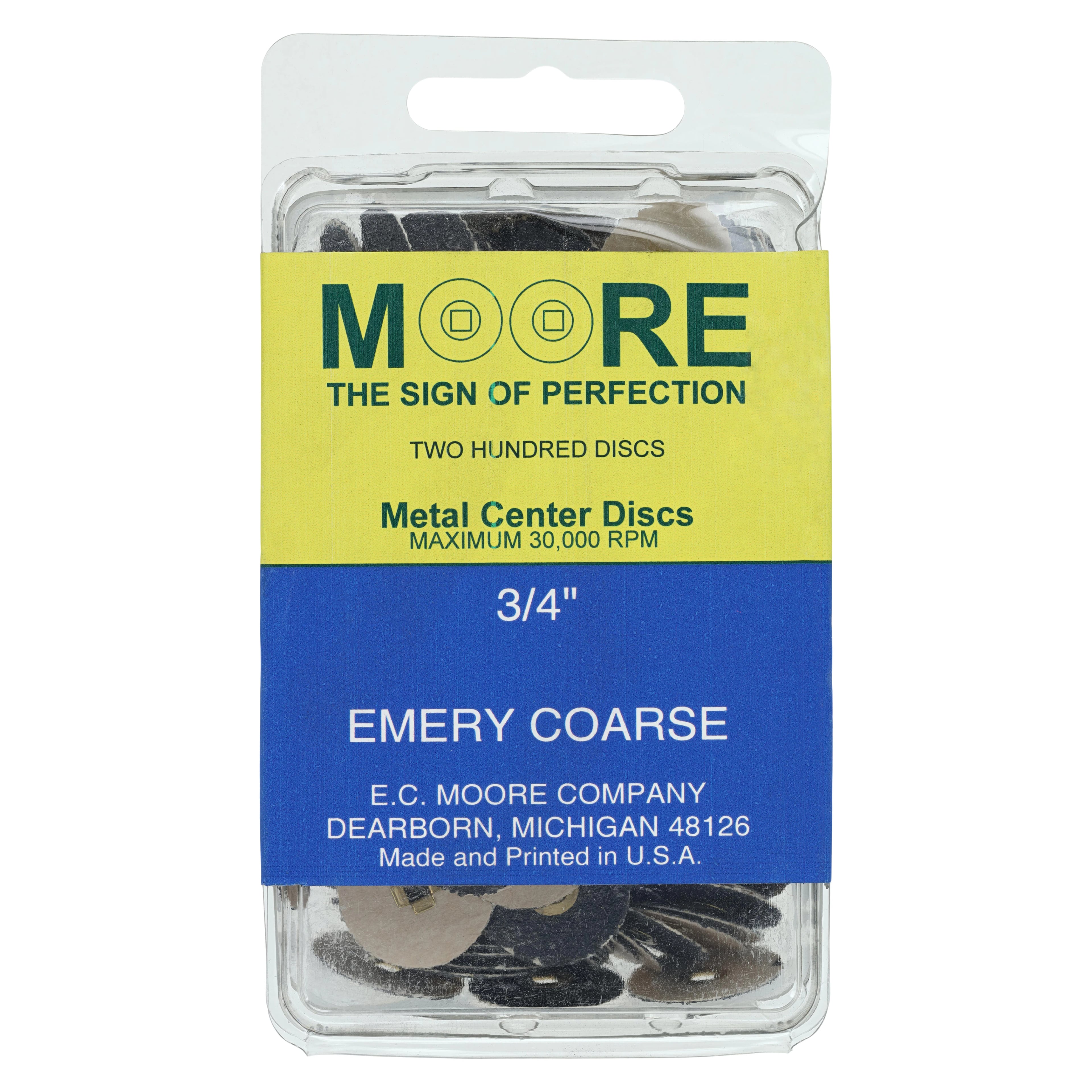 E.C. Moore Paper Discs, Brass Center, 3/4", Emery Coarse, 200/Box, BC-34-ECBB